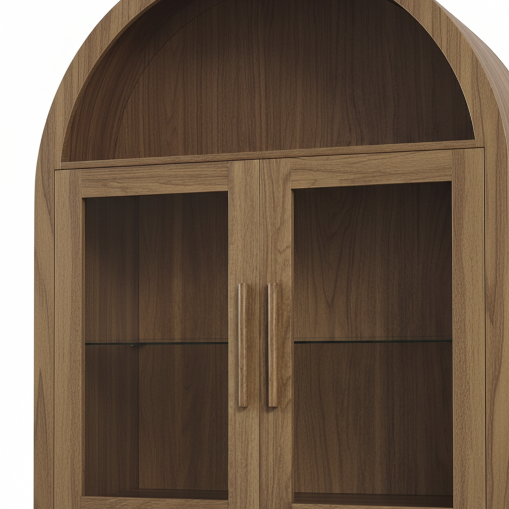 Accent Cabinet Wood 76.2 × 39.4 × 170.2 cm Brown Glass Doors