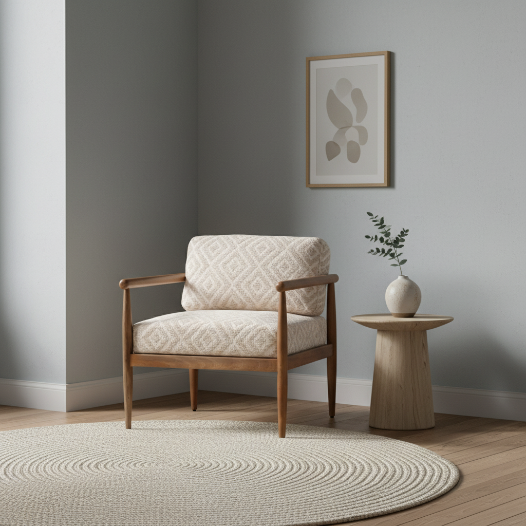 Accent Chair Fabric & Wood 77.5 × 72.4 × 81.3 cm