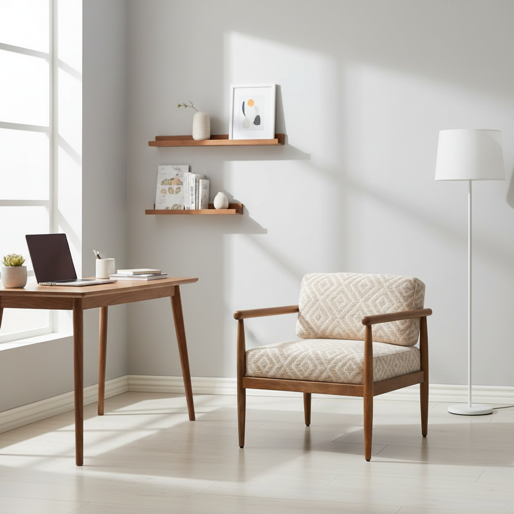 Accent Chair Fabric & Wood 77.5 × 72.4 × 81.3 cm