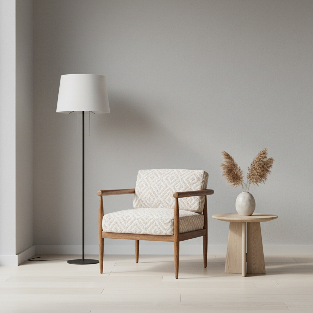 Accent Chair Fabric & Wood 77.5 × 72.4 × 81.3 cm