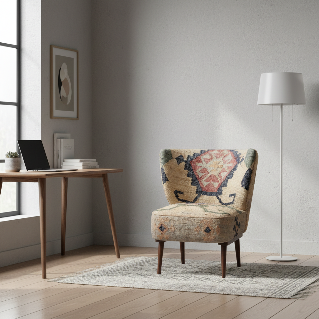 Accent Chair Jute Blend 76.2 × 66 × 76.2 cm Geometric Pattern