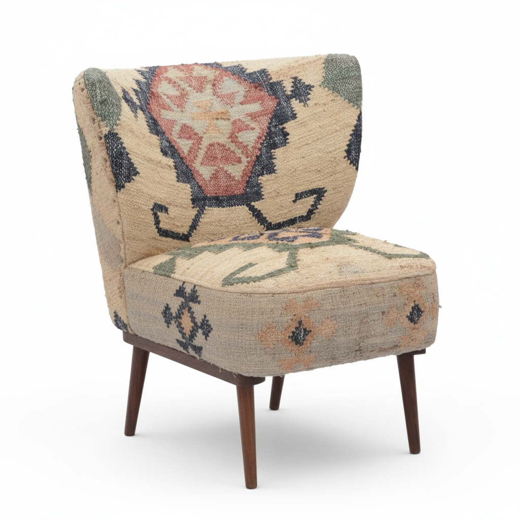 Accent Chair Jute Blend 76.2 × 66 × 76.2 cm Geometric Pattern