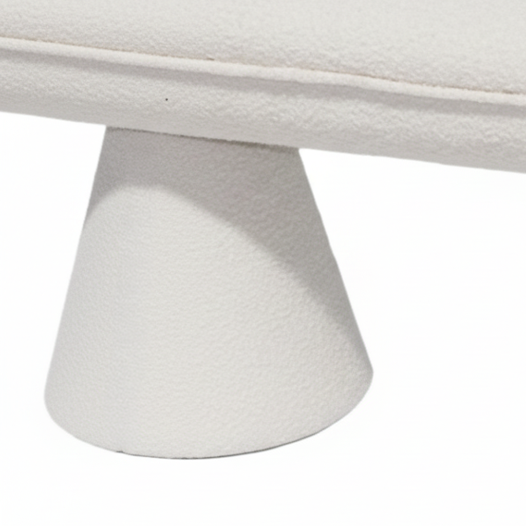 Bench Bouclé 117 × 37.5 × 42 cm Natural Upholstered