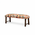 Bench Cotton 114 × 35 × 50 cm Multicolour Embroidered with Bamboo Legs