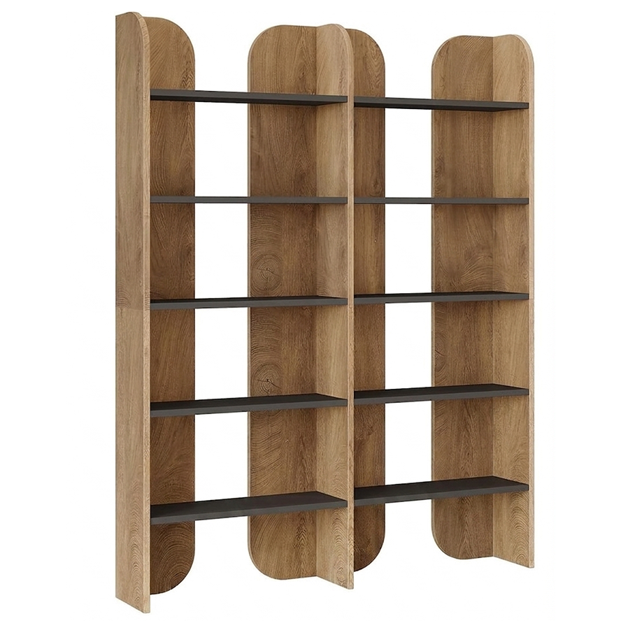 Bookcase MDF 180 cm Brown 5-Tier Open Shelf
