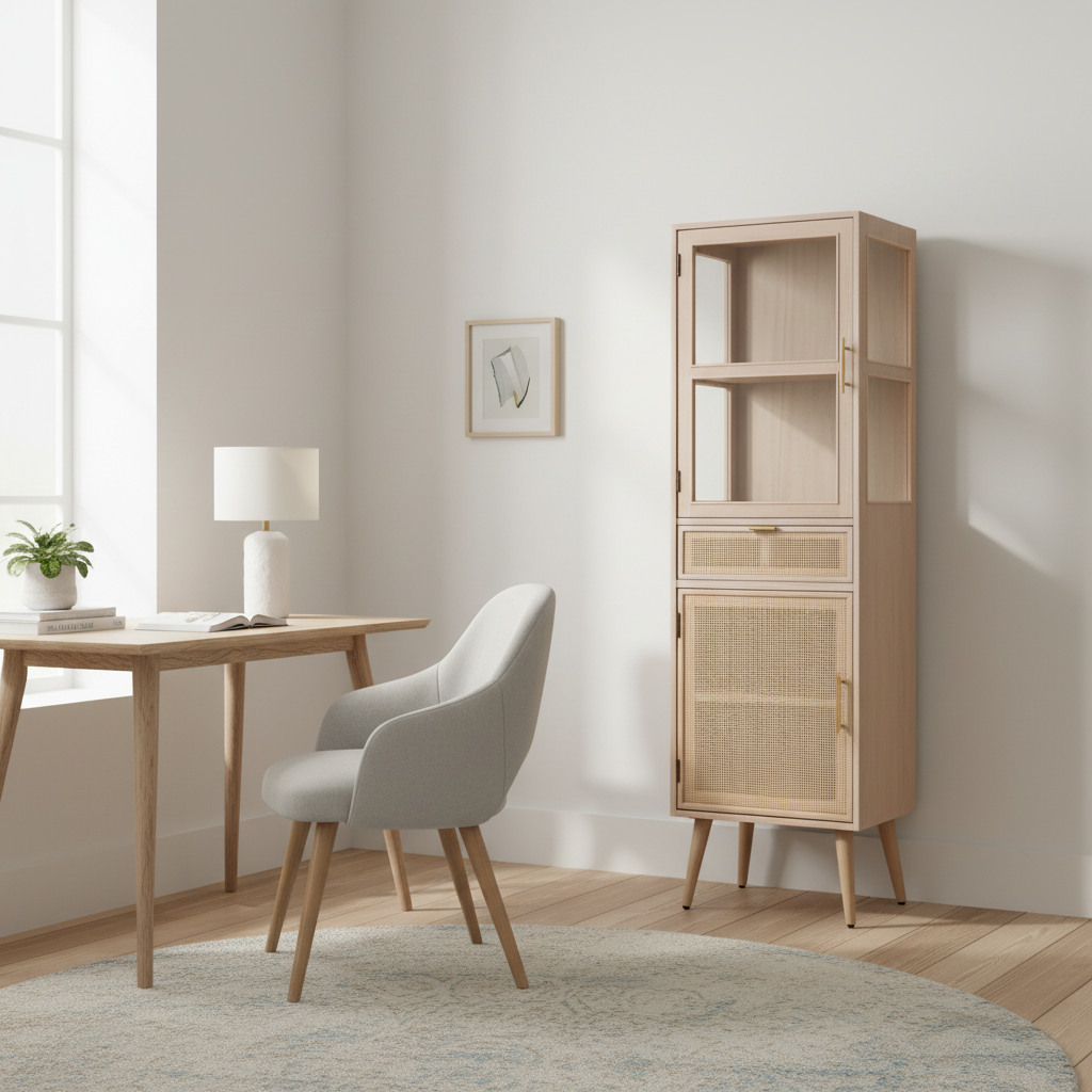 Cabinet Wood 173.5 × 46.5 cm Grid Shelf Unit