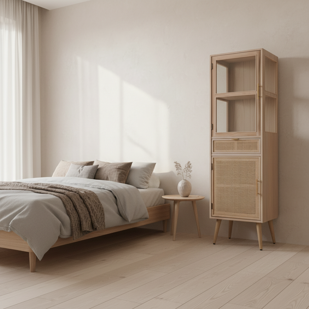 Cabinet Wood 173.5 × 46.5 cm Grid Shelf Unit