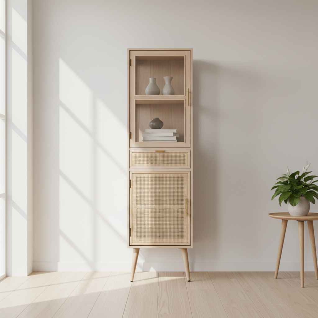 Cabinet Wood 173.5 × 46.5 cm Grid Shelf Unit