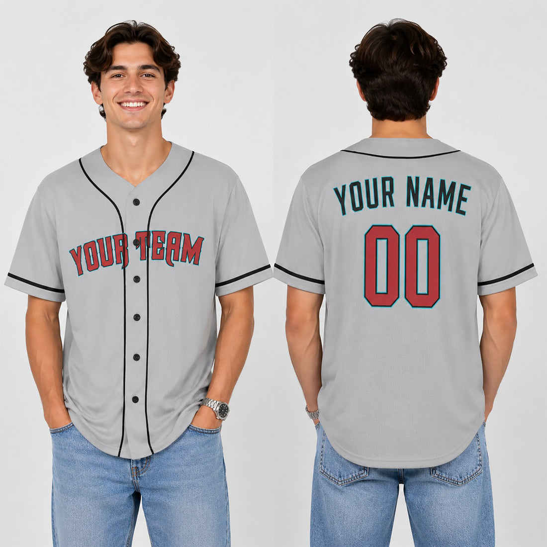 Custom Arizona Baseball Jersey - Road Gray Style, Personalized Name & Number-1