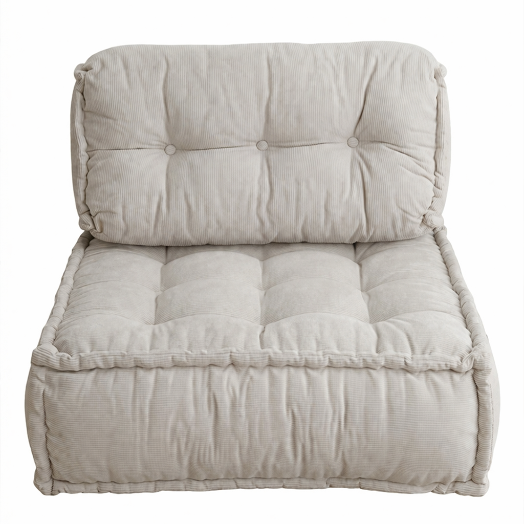 Daybed Cotton & Straw 90 × 90 cm Beige Floor Cushion Set