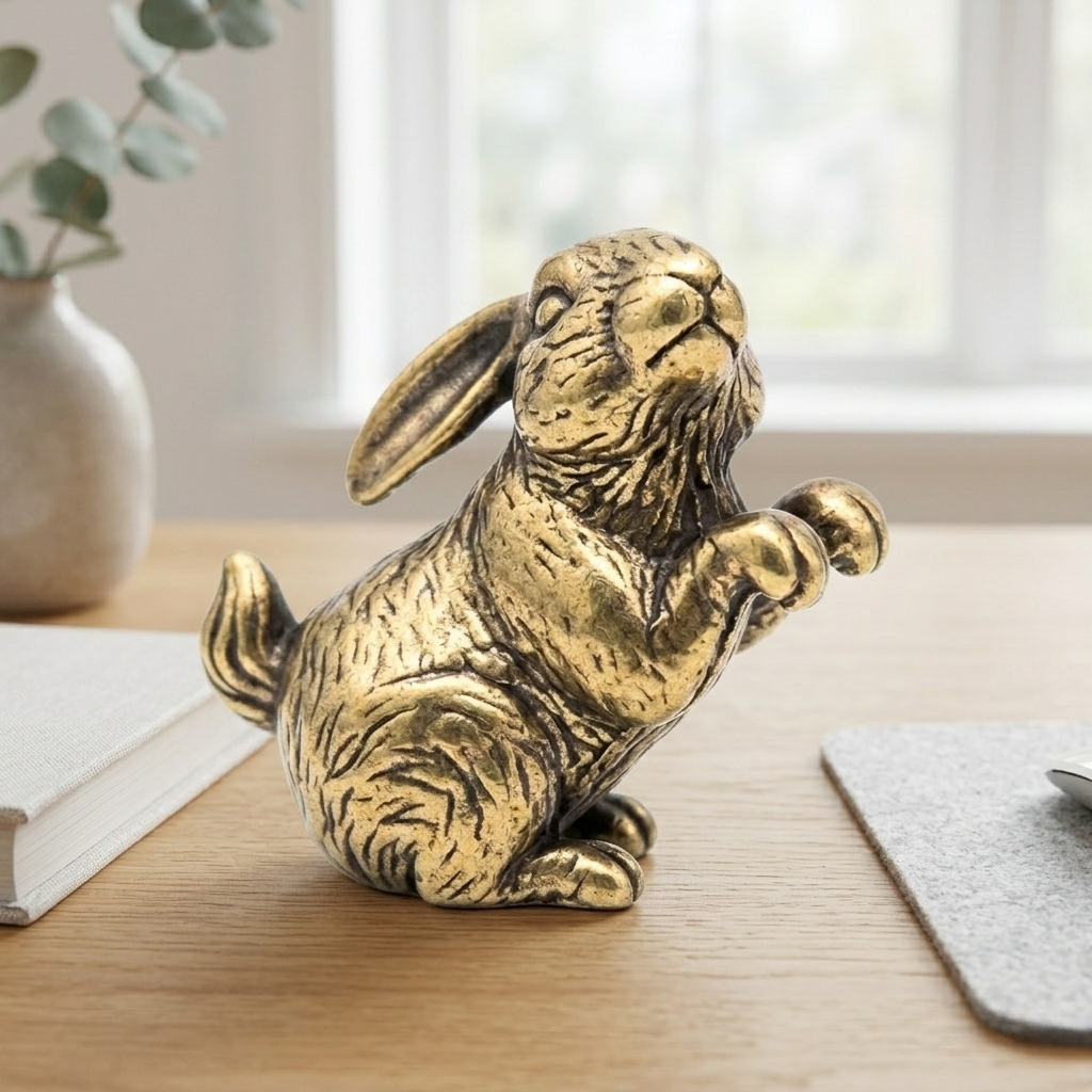 Desktop Ornament Brass 3.5 × 2.5 cm Bunny Figure