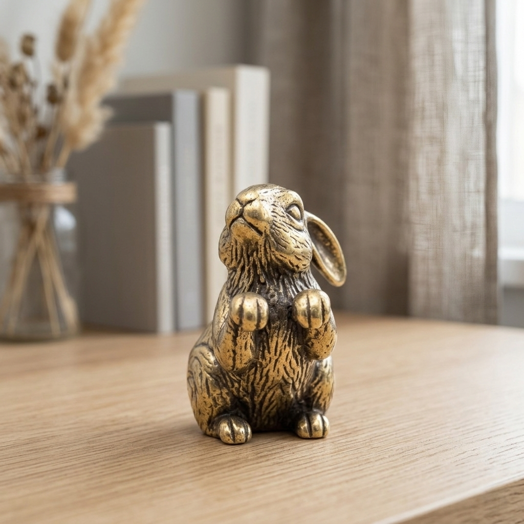 Desktop Ornament Brass 3.5 × 2.5 cm Bunny Figure