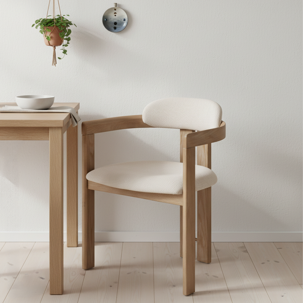 Dining Chair Set of 2 Fabric 45 × 57 × 73 cm Beige Wooden Arms