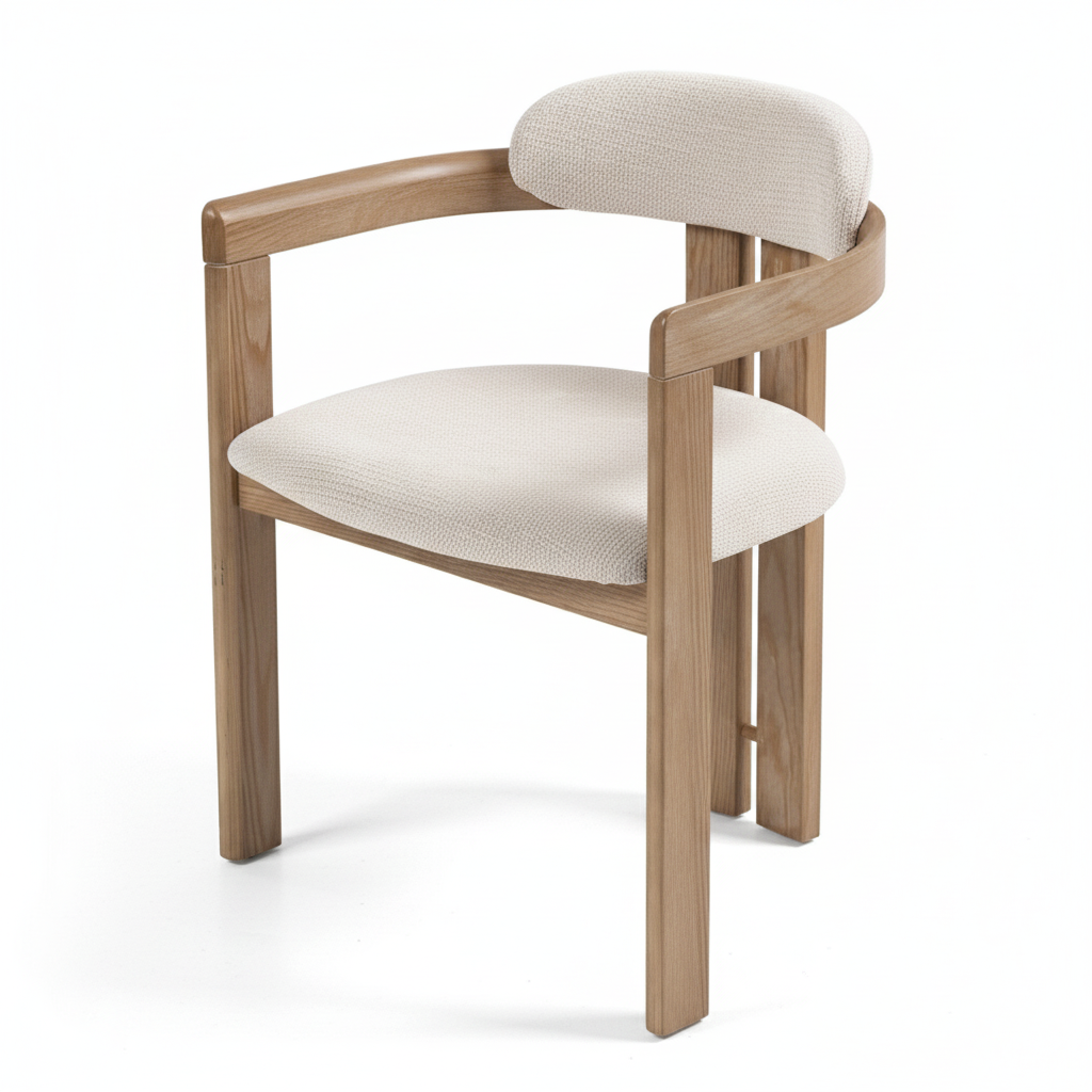 Dining Chair Set of 2 Fabric 45 × 57 × 73 cm Beige Wooden Arms