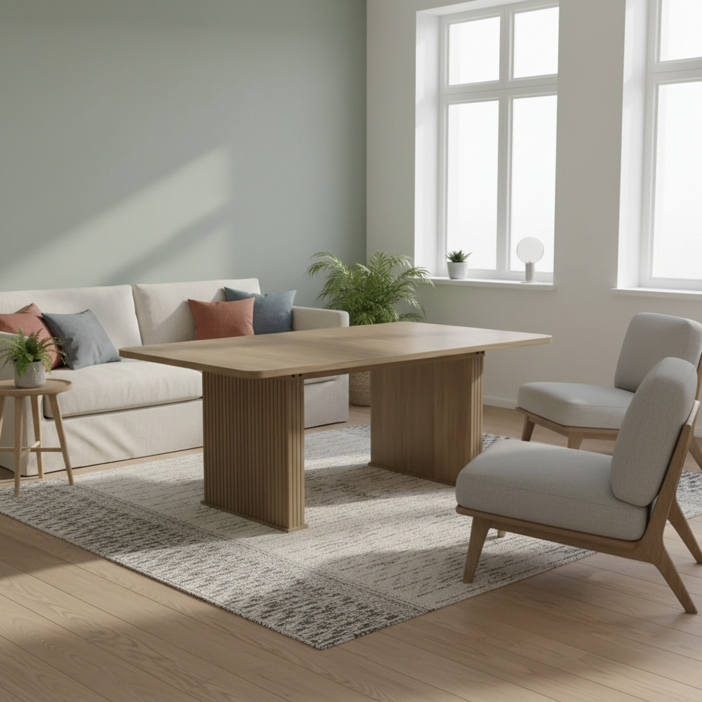 Dining Table 199.9 × 89.9 cm Beige-Brown Extendable