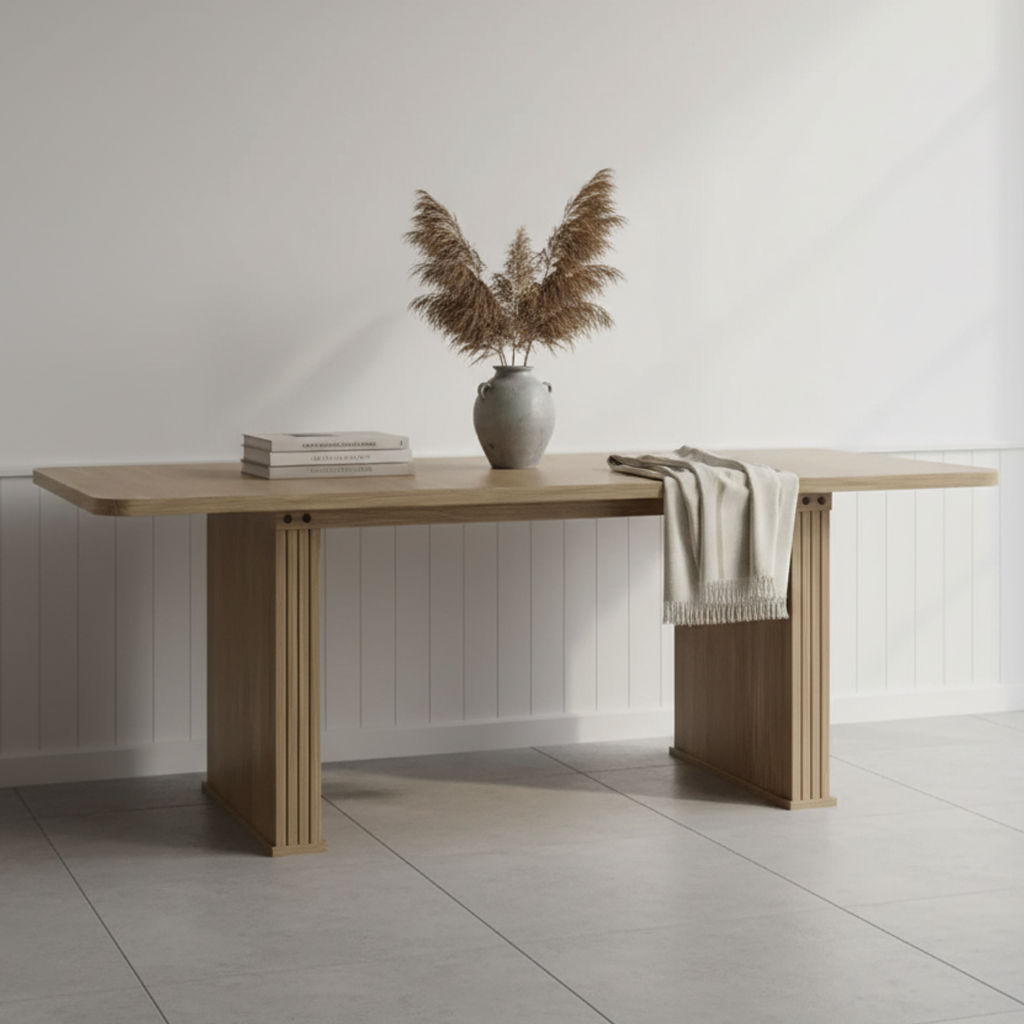 Dining Table 199.9 × 89.9 cm Beige-Brown Extendable