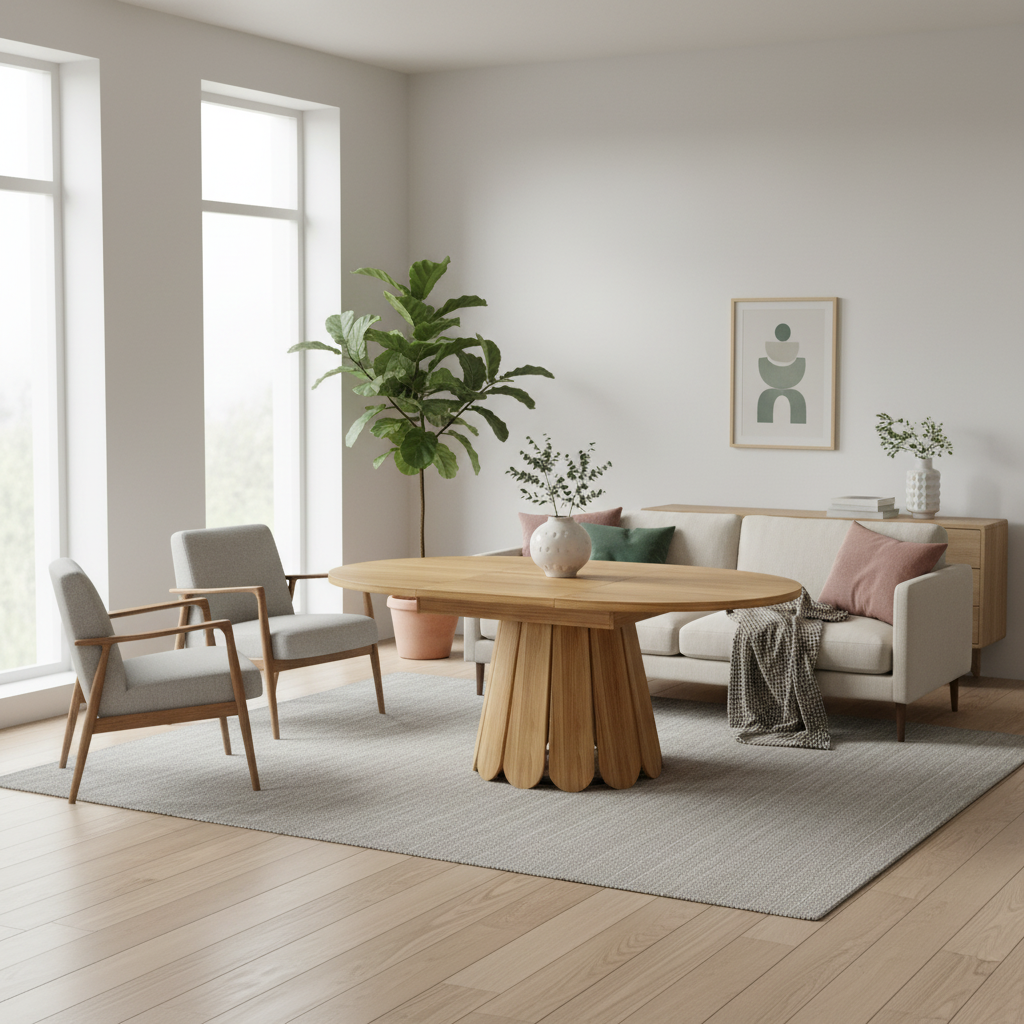 Dining Table MDF 118/158 × 76 cm Brown Extendable Round