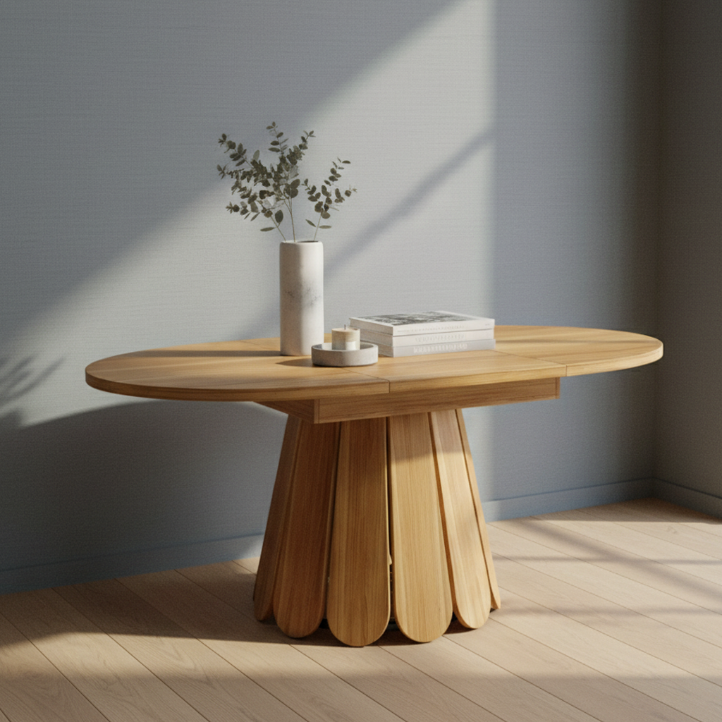 Dining Table MDF 118/158 × 76 cm Brown Extendable Round