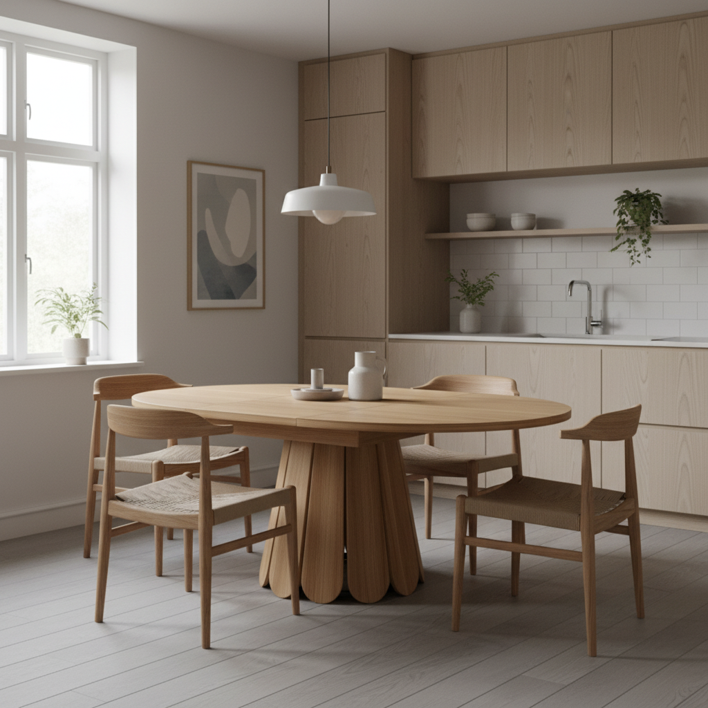 Dining Table MDF 118/158 × 76 cm Brown Extendable Round