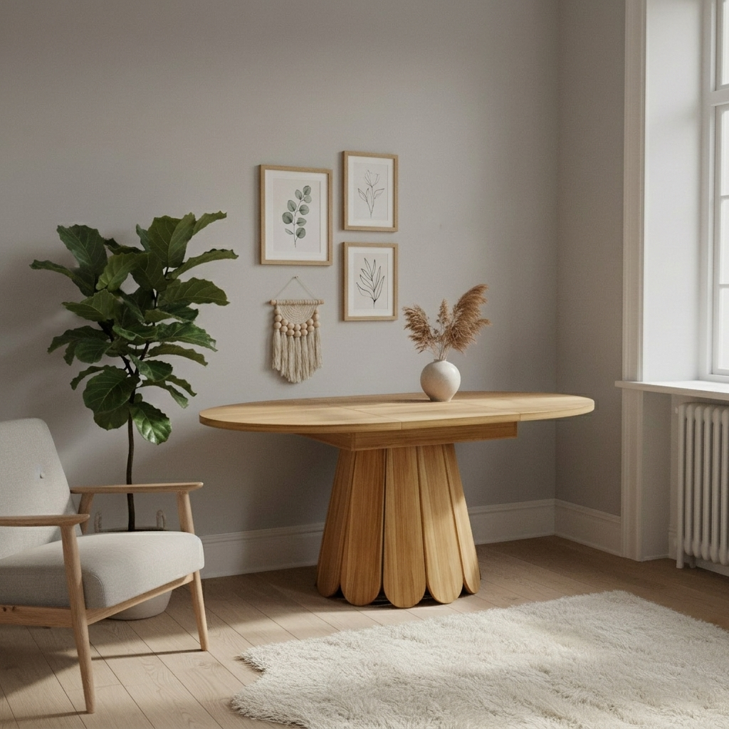 Dining Table MDF 118/158 × 76 cm Brown Extendable Round