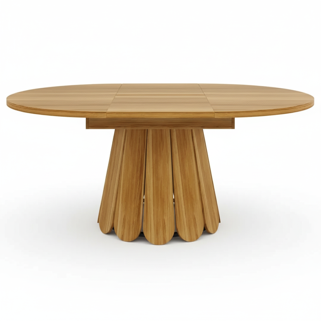 Dining Table MDF 118/158 × 76 cm Brown Extendable Round