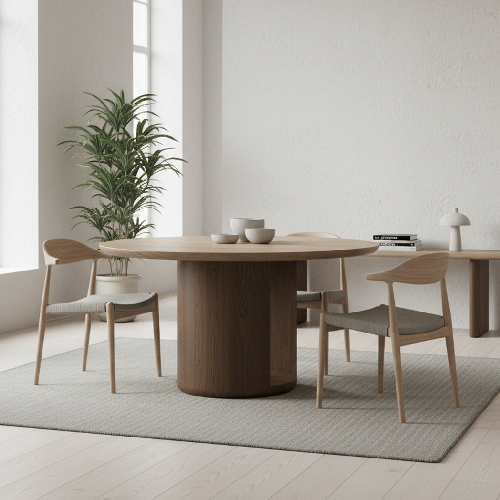 Dining Table Wood 132 × 132 × 76 cm Brown Round Detachable