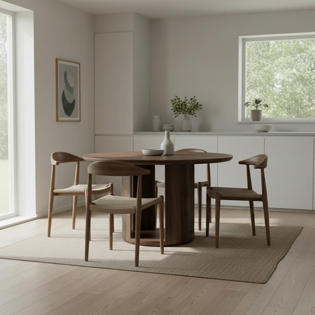 Dining Table Wood 132 × 132 × 76 cm Brown Round Detachable