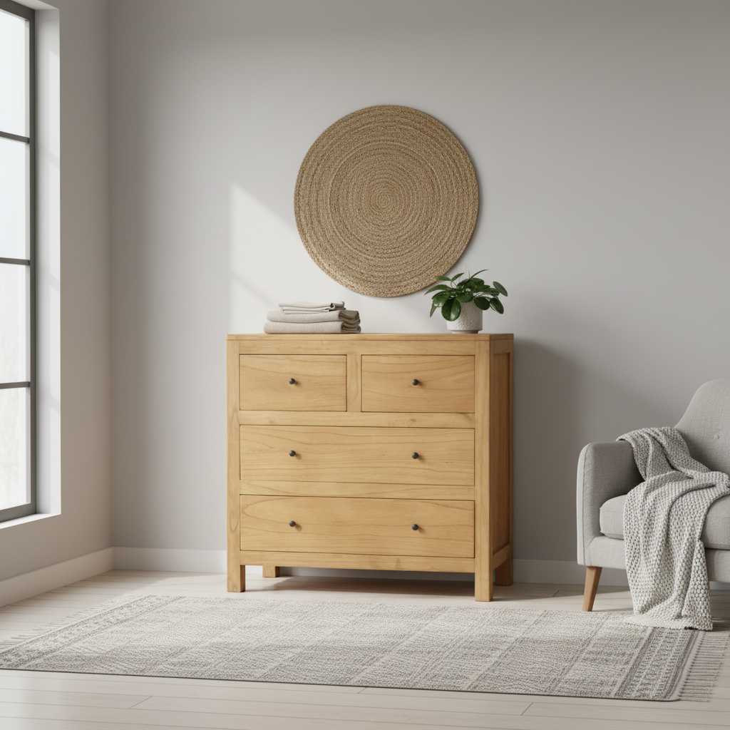 Dresser Mindi Wood 90 × 35 × 90 cm Brown 3-Drawer