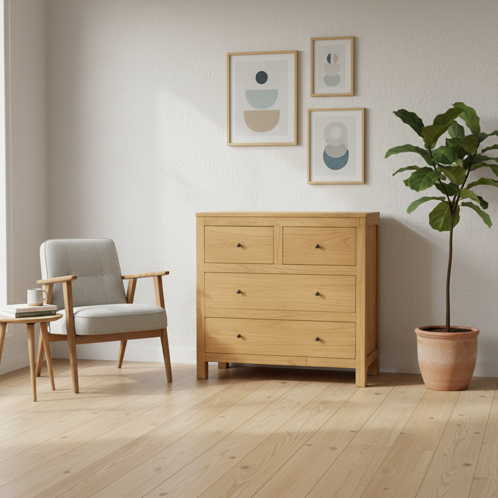 Dresser Mindi Wood 90 × 35 × 90 cm Brown 3-Drawer