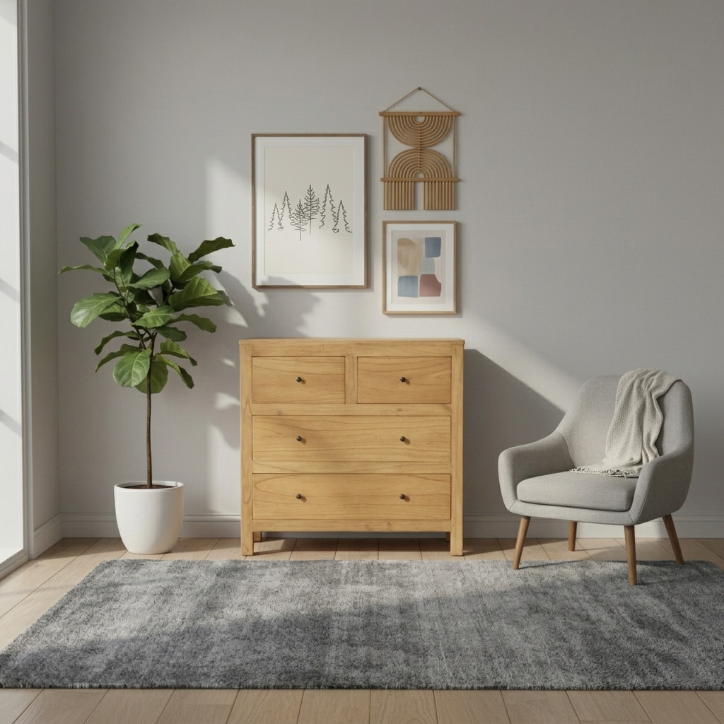 Dresser Mindi Wood 90 × 35 × 90 cm Brown 3-Drawer