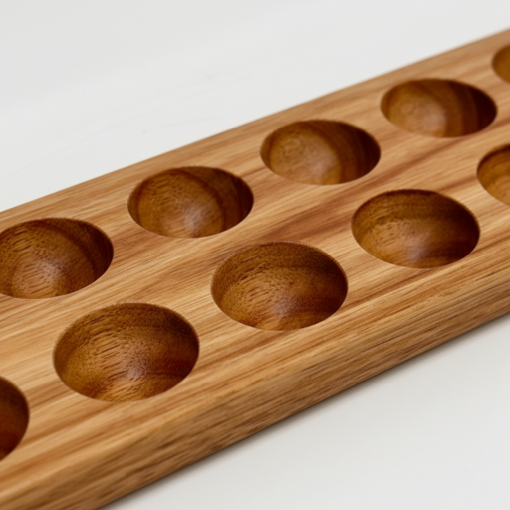 Egg Holder Acacia Wood Countertop Storage Rack