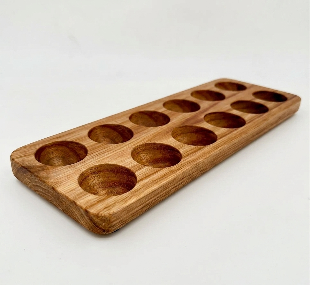Egg Holder Acacia Wood Countertop Storage Rack