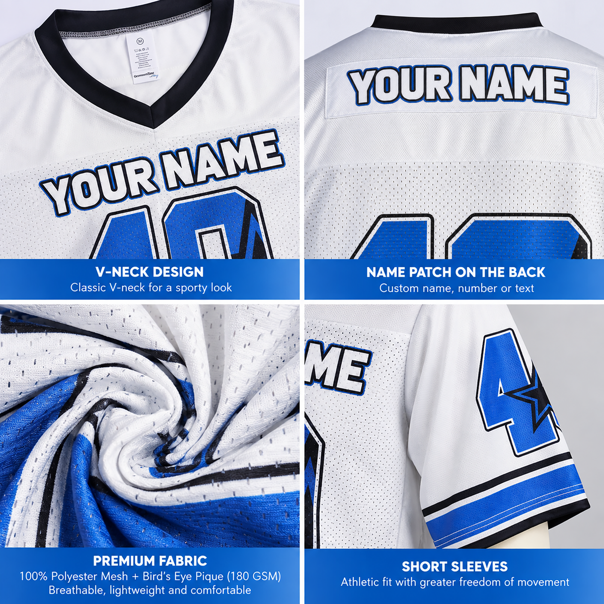 Football jersey with Patch name details