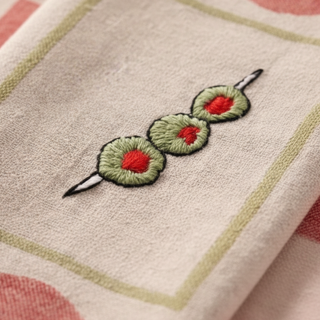 Kitchen Towel Cotton 50.8 × 76.2 cm Olive Hand-Stitched