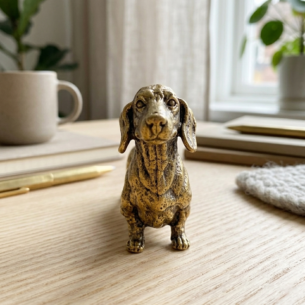 Ornament Brass 7.2 × 3.5 cm Dachshund Dog Desktop Figure