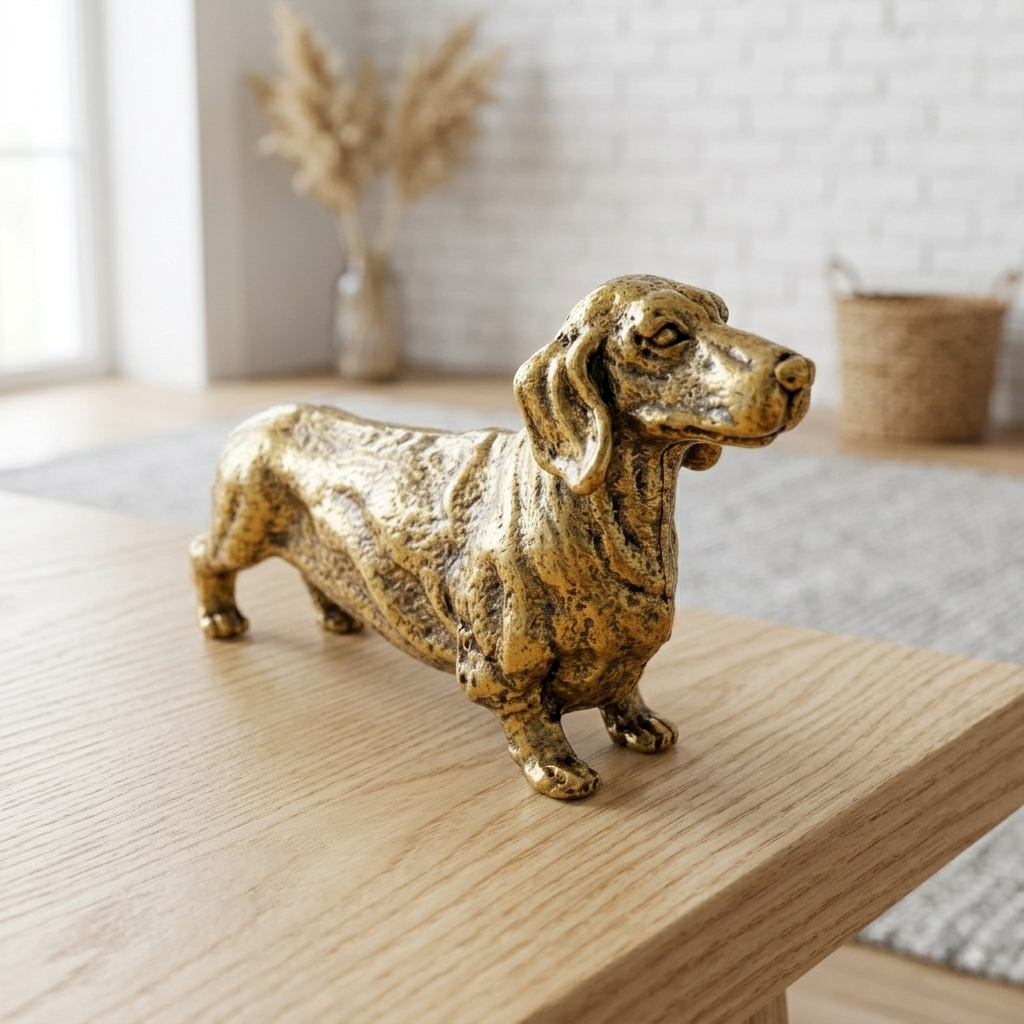 Ornament Brass 7.2 × 3.5 cm Dachshund Dog Desktop Figure