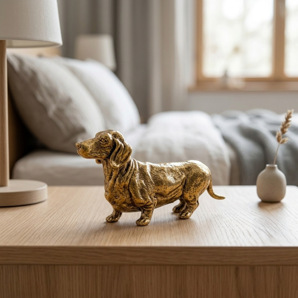 Ornament Brass 7.2 × 3.5 cm Dachshund Dog Desktop Figure