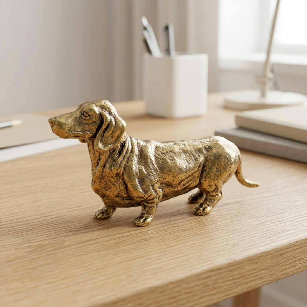 Ornament Brass 7.2 × 3.5 cm Dachshund Dog Desktop Figure