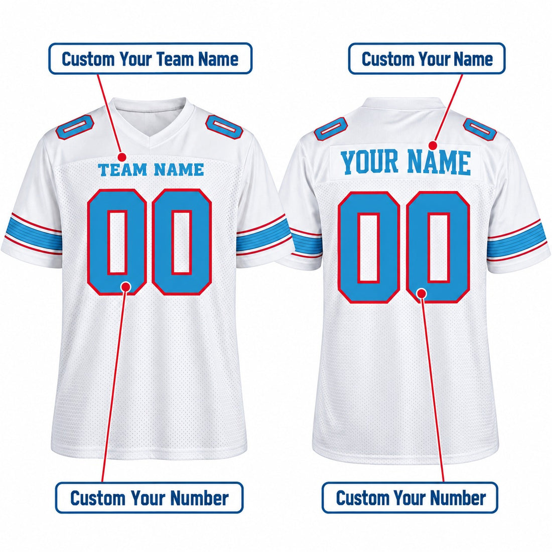 Personalized Tennessee Titans Football Jersey – White Game Style, Custom Name Patch, Team Name, Number & Logo-1