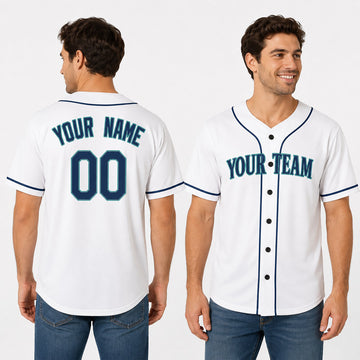 Personalized Seattle Baseball Jersey – White Home-Inspired Style, Custom Name & Number for Kids & Adults