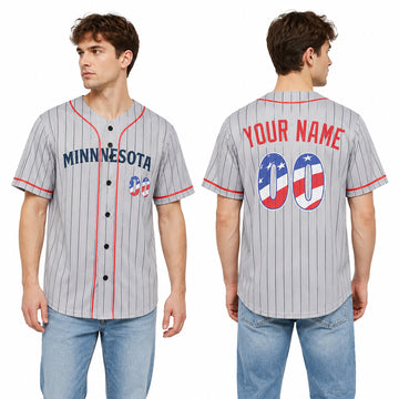 Custom Minnesota Baseball Jersey – USA 250th Anniversary Fourth of July Style, Personalized Name & Number