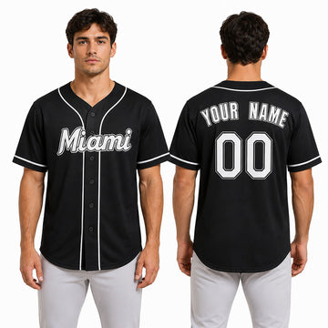 Custom Miami Baseball Jersey – Black Heritage Training Style, Personalized Name & Number for Kids & Adults