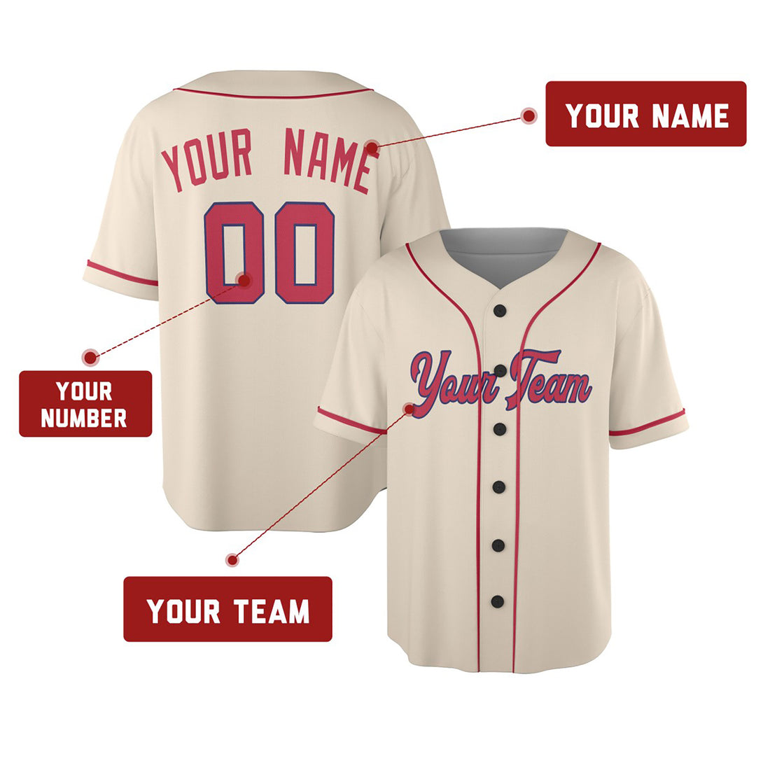 Personalized St. Louis Cream Baseball Jersey – Custom Name & Number, Kids & Adults