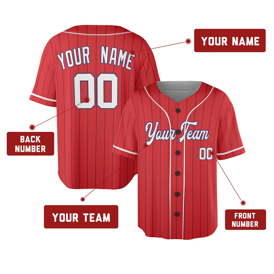 Personalized St. Louis Red Baseball Jersey – Custom Name & Number, Kids & Adults