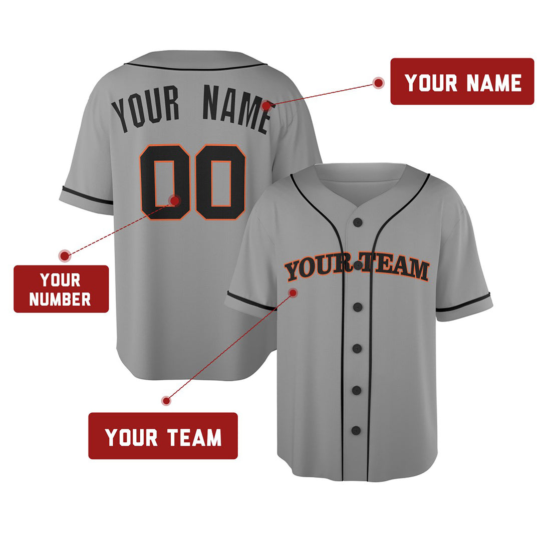 Personalized San Francisco Gray Mesh Baseball Jersey – Custom Name & Number