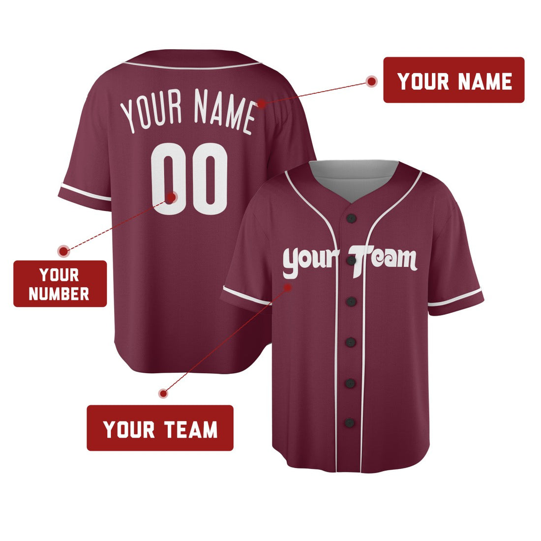 Personalized Philadelphia Maroon Throwback Baseball Jersey – Custom Name & Number