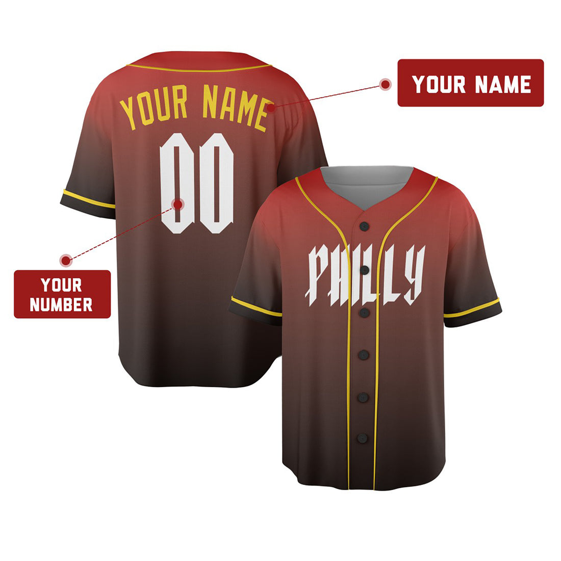 Personalized Philadelphia Red City Baseball Jersey – Custom Name & Number