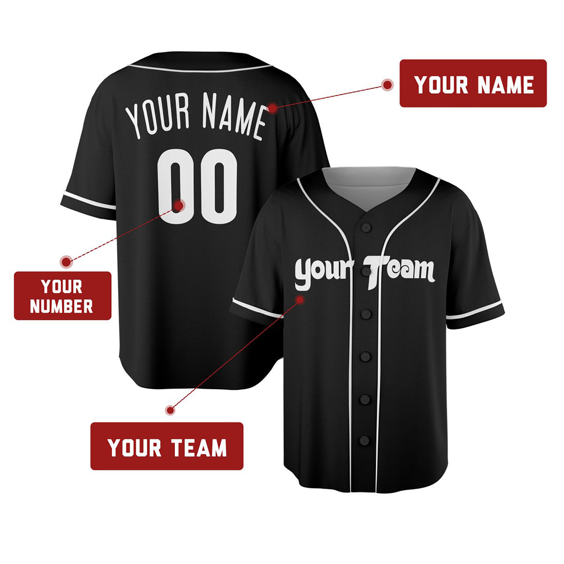 Personalized Philadelphia Black Baseball Jersey – Custom Name & Number, Kids & Adults