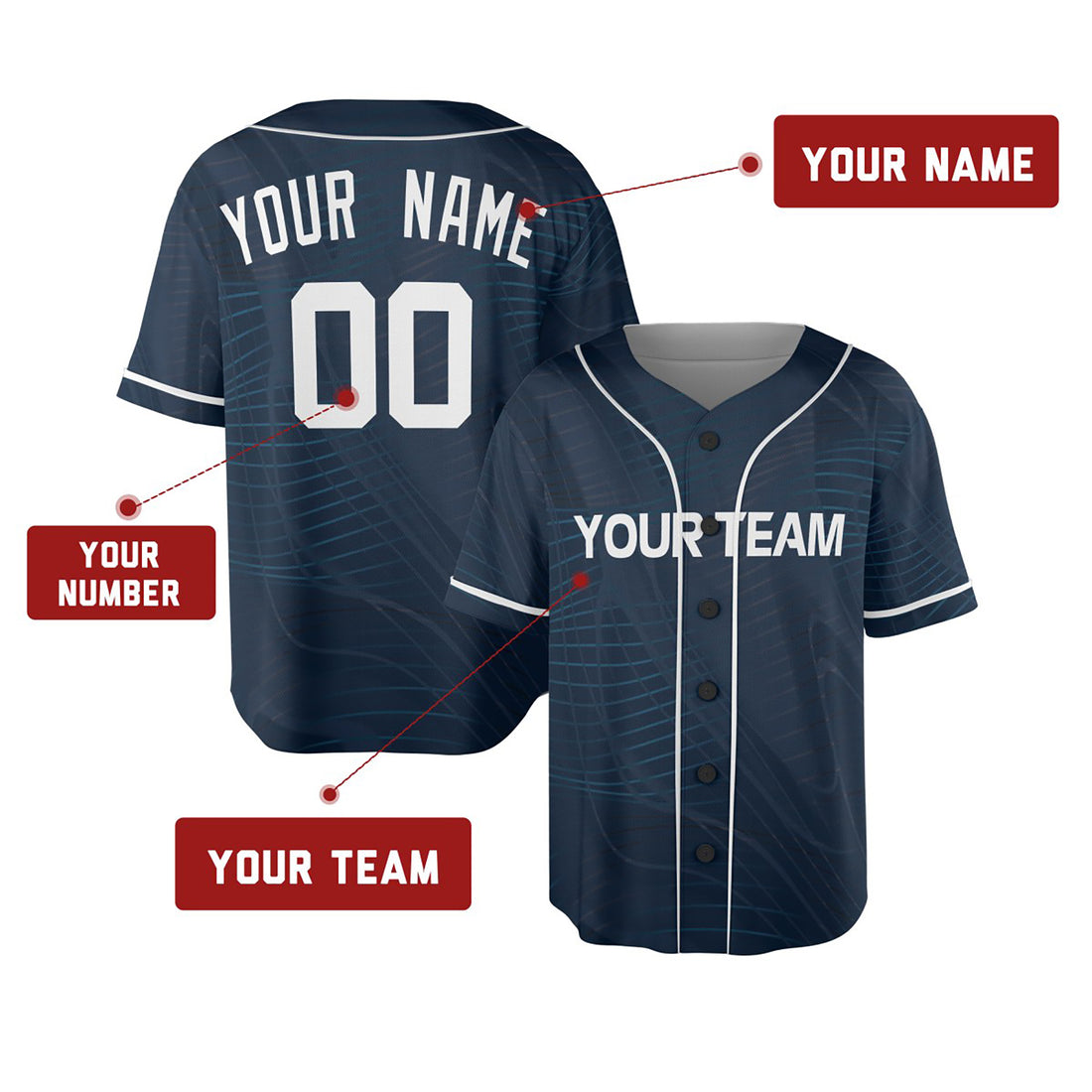 Personalized Navy Baseball Jersey – Custom Name & Number, Kids & Adults