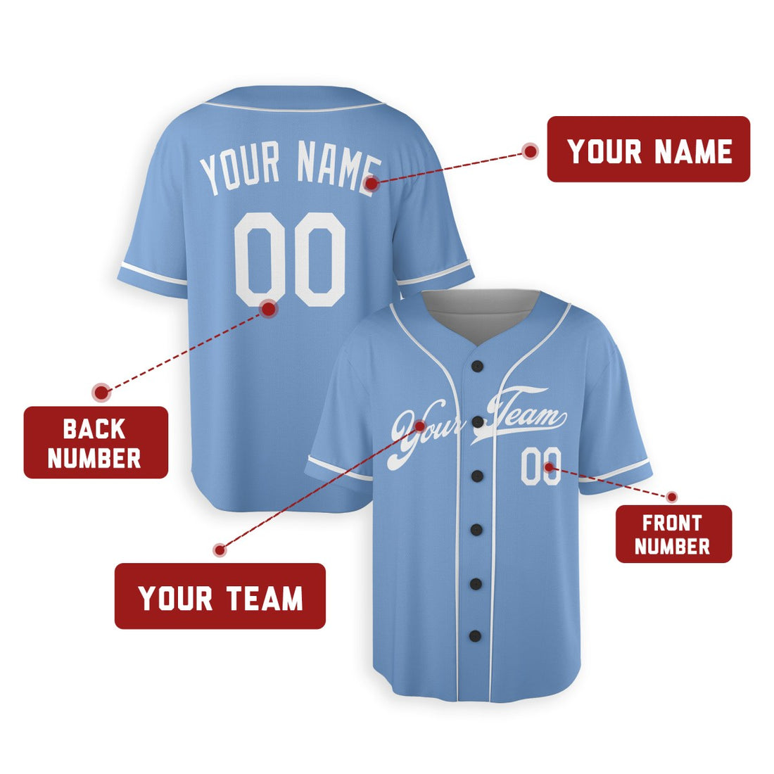Personalized Kansas City Light Blue Baseball Jersey – Custom Name & Number